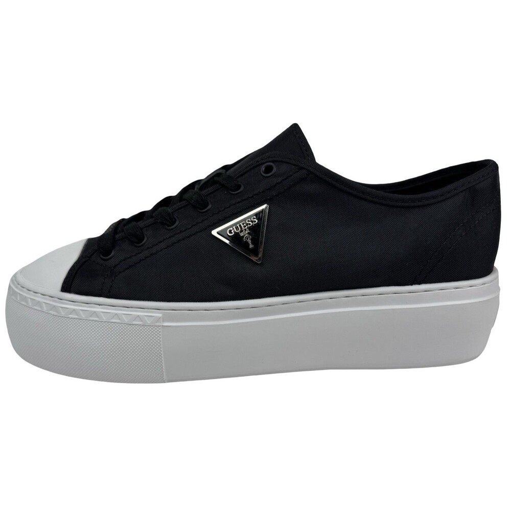 Guess Joezi Womens 11 Sneakers Black Canvas Fashion Platform Logo Cap Toe New